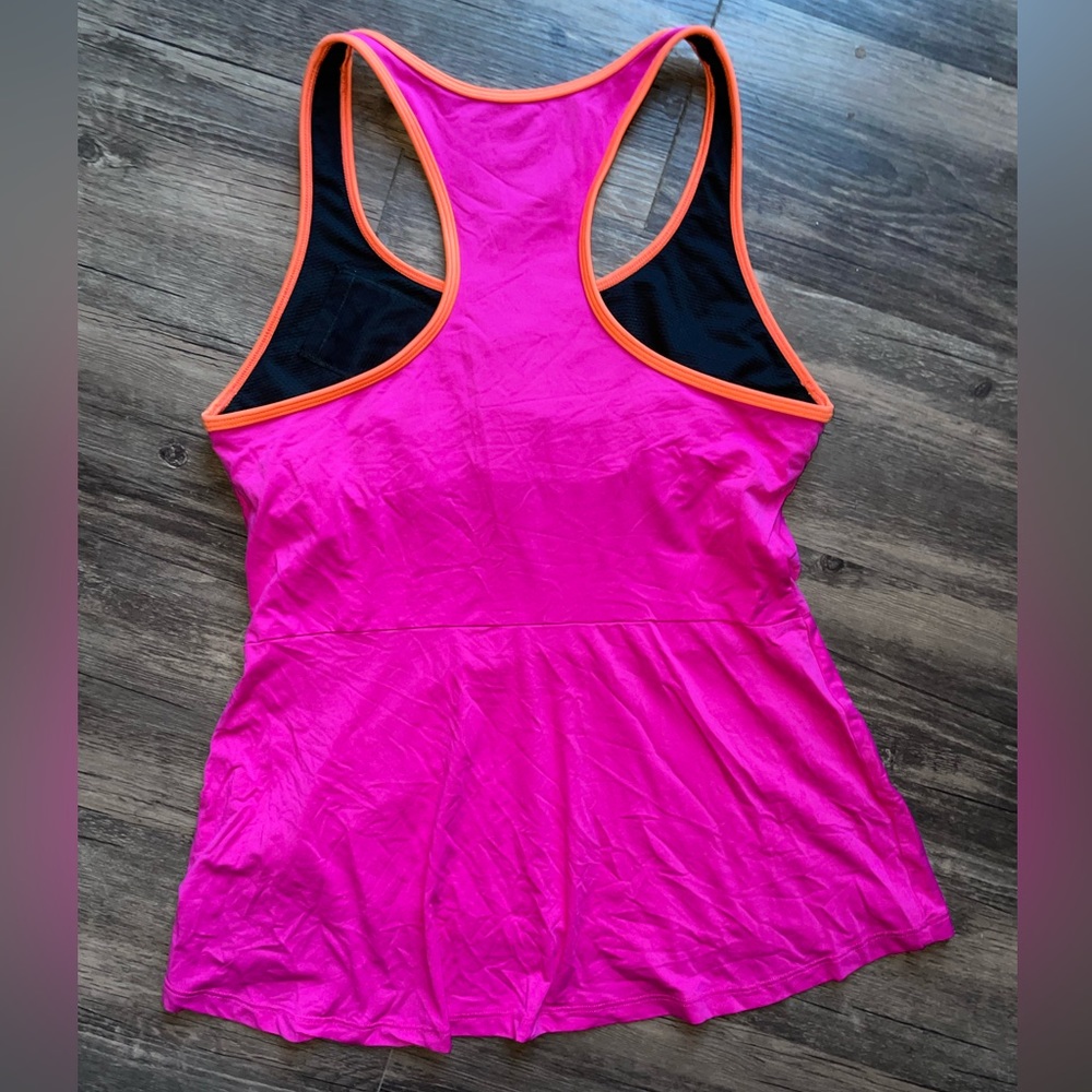Spanx Womens Peplum Shaper Tank Hot Pink Racer Back Activewear size Large - Picture 2 of 4